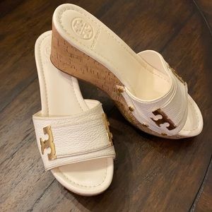 Tory Burch White Wedge Sandals